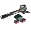 A Metabo leaf blower with two batteries and a charger, displayed on a white background. Podgląd zdjęcia produktu