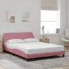 A bedroom scene with a pink bed frame and white bedding. Produktbild-Vorschau