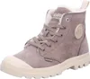A single brown Palladium ankle boot with a cream-colored sole and laces, set against a white background. Produktbild-Vorschau