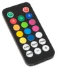 A black remote control with various colored buttons and text labels, shown against a white background. Podgląd zdjęcia produktu