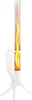 A white tripod stand with a glass cylinder containing a flame. Anteprima dell’immagine prodotto