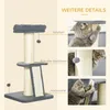 Arbre à chat PawHut 92 cm avec planche à griffer, gris Voir les images du produit 4