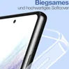 Close-up of a smartphone with a transparent protective case, with text overlay. Produktbild-Vorschau