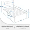 A diagram of a white metal bed frame with dimensions indicated by lines and text. Produktbild-Vorschau