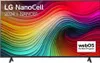 A television screen displaying a colorful abstract image with branding and software information. Produktbild-Vorschau