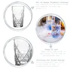 A collage of images showcasing highball glasses with a decorative cut glass design, presented with descriptive text about their features and uses. Voir les images du produit