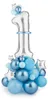 Luftballons Strauß zum 1. Geburtstag, Zahl 1 blau, 90x140 Produktbild-Vorschau 1