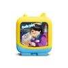 A cartoon illustration of a person holding a phone and a tablet, with text that says 'Coole Jobs'. The illustration is displayed on a yellow and blue toy-like device. Produktbild-Vorschau