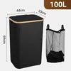 Bettizia Panier à linge avec couvercle, 100 L, sac à linge Voir les images du produit 2