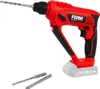 A red and black cordless hammer drill with drill bits in front of a white background. Produktbild-Vorschau