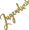 Oblique Unique Jugendweihe Torten Topper Glitzernd gold für Produktbild-Vorschau 3