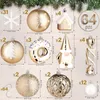 A collage of various Christmas ornaments in gold and white, with measurements and quantities indicated. Náhľad obrázku produktu