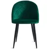 A single green velvet dining chair with black metal legs, presented against a white background. Podgląd zdjęcia produktu