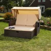 Strandkorb Braun Sonnendach Sonnenliege Sonnenbett Produktbild-Vorschau 3