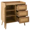 CALICOSY - Commode 1 porte 3 tiroirs avec façades en rotin Voir les images du produit 10