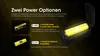 Diagram showing two power options for a headlamp, with illustrations of a 14500 Li-ion battery and an AA battery. Podgląd zdjęcia produktu