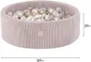 A pink corduroy ball pit filled with various colored balls, with dimensions indicated. Náhľad obrázku produktu