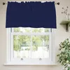 A navy blue valance is hung over a white-framed window, with greenery visible outside. Produktbild-Vorschau