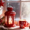 A festive Christmas scene on a windowsill with snow, a red lantern, and a steaming mug of coffee. Produktbild-Vorschau