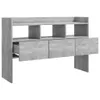 A grey sideboard with three drawers and open shelves, presented against a white background. Anteprima dell’immagine prodotto