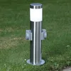 Außenleuchte - 2 Steckdosen - Edelstahl - 16A - silber Produktbild-Vorschau