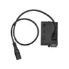 A black camera battery dummy adapter with a cable and connector. Náhled obrázku produktu