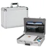 Two aluminum attaché cases are shown, one closed and one open, against a white background. Anteprima dell’immagine prodotto