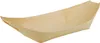 A disposable wooden serving tray shaped like a boat, shown against a white background. Produktbild-Vorschau