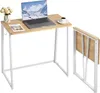 A foldable desk with a laptop, coffee cup, and flowers on it, shown in an open and folded state. Podgląd zdjęcia produktu