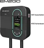 A black AC wallbox charger with a digital display and buttons, shown against a white background. Text labels are present on the right side of the image. Produktbild-Vorschau