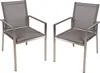 Two gray outdoor chairs with silver frames are shown against a white background. Produktbild-Vorschau