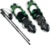 A pair of snowshoes and two trekking poles are laid out on a white background. Voir les images du produit