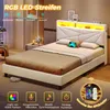 AODEMOKO Bett 140 X 200cm mit LED Beleuchtung, Polsterbett Produktbild-Vorschau 8