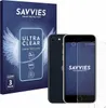 A product shot of a phone screen protector package, a phone, and a screen protector. Produktbild-Vorschau
