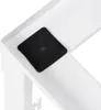 A close-up shot of a black rubber foot on a white metal frame. Produktbild-Vorschau