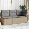 vidaXL Canapé de jardin 3 places avec coussins Beige Poly Voir les images du produit 2