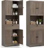 COSTWAY Badezimmerschrank, Hochschrank mit 4 Türen & 1 Produktbild-Vorschau 1