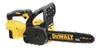 A yellow and black DeWalt battery-powered chainsaw is shown against a white background. Voir les images du produit