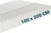A close-up, angled view of a white mattress with a quilted top and a ribbed foam core. Text indicating dimensions is printed on the side. Produktbild-Vorschau