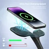 A smartphone is being wirelessly charged by a charging stand, with graphics indicating charging speed and battery percentage. Podgląd zdjęcia produktu