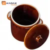 A brown ceramic pot with a lid, shown from a slightly elevated angle against a white background. The lid is partially open. Voir les images du produit