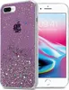 A phone case with glitter is shown next to a smartphone. Náhled obrázku produktu
