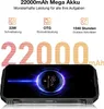 A smartphone is shown with marketing text and graphics highlighting its features. Produktbild-Vorschau