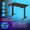A black adjustable desk is shown with icons and text highlighting its features, set against a gradient background. Anteprima dell’immagine prodotto