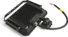 The back of a black LED floodlight with a motion sensor and attached cable. Produktbild-Vorschau