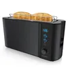 A black toaster with two slices of toast in it, shown from a slightly elevated front-left angle on a white background. Anteprima dell’immagine prodotto