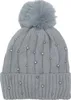 Graue Winterstrickmütze mit Bommel und Perlen, Produktbild-Vorschau 1