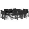 11-tlg. Garten-Essgruppe mit Kissen Schwarz Poly Rattan Produktbild-Vorschau 1