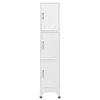 A tall, white, three-tier locker with keys in the locks. Produktbild-Vorschau