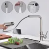 A kitchen faucet with a pull-down sprayer is shown in use, demonstrating its features. Podgląd zdjęcia produktu